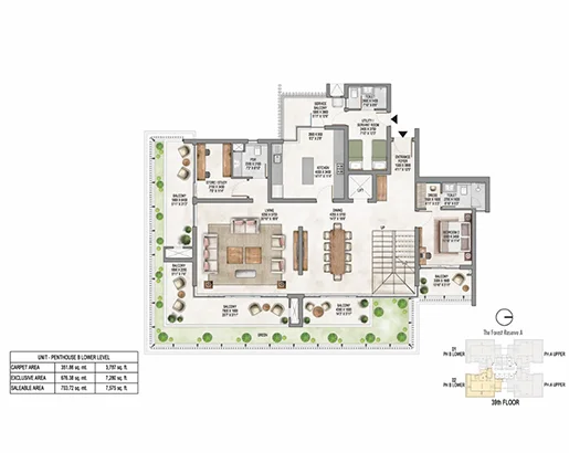 DLF The Aureva — 5 BHK Penthouse Floor Plan